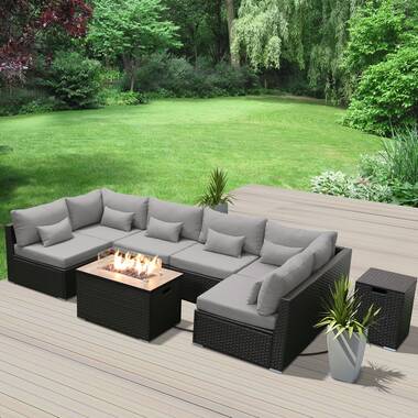 Rattan grey corner online sofa set